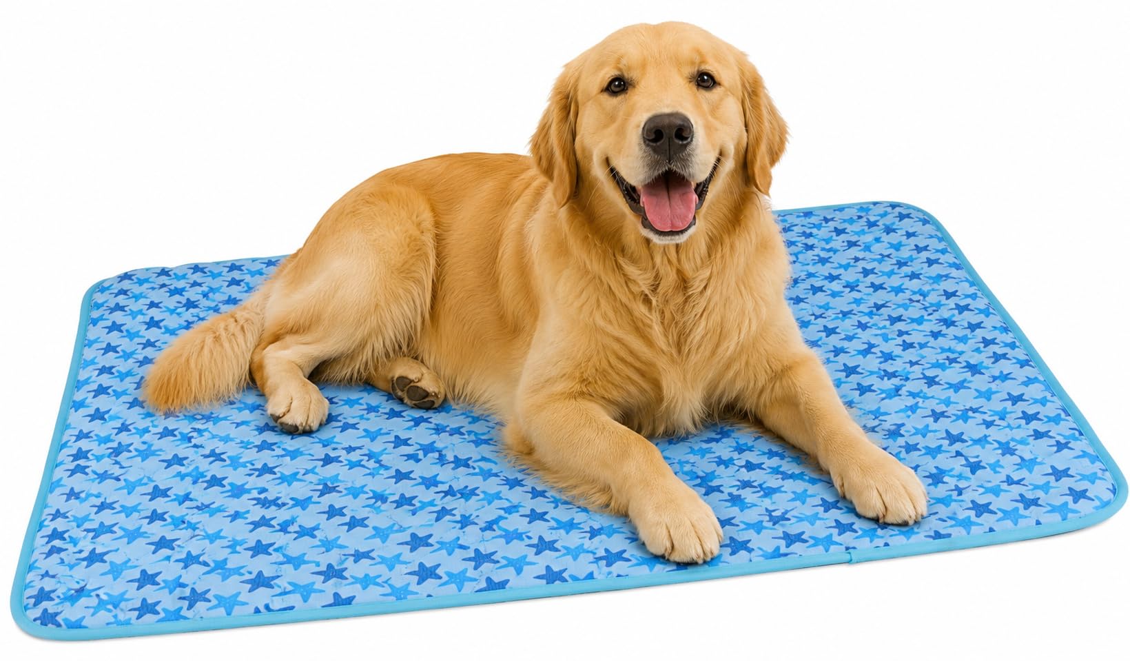 Muddy Hands Pet Cooling Mat | Self Cooling Pet Mat for Dogs, Puppies & Cats | Soft Quilted Cooling Pad | Foldable Pet Cooling Blanket for Summer & Heatwaves | Indoor & Outdoor, Blue Star
