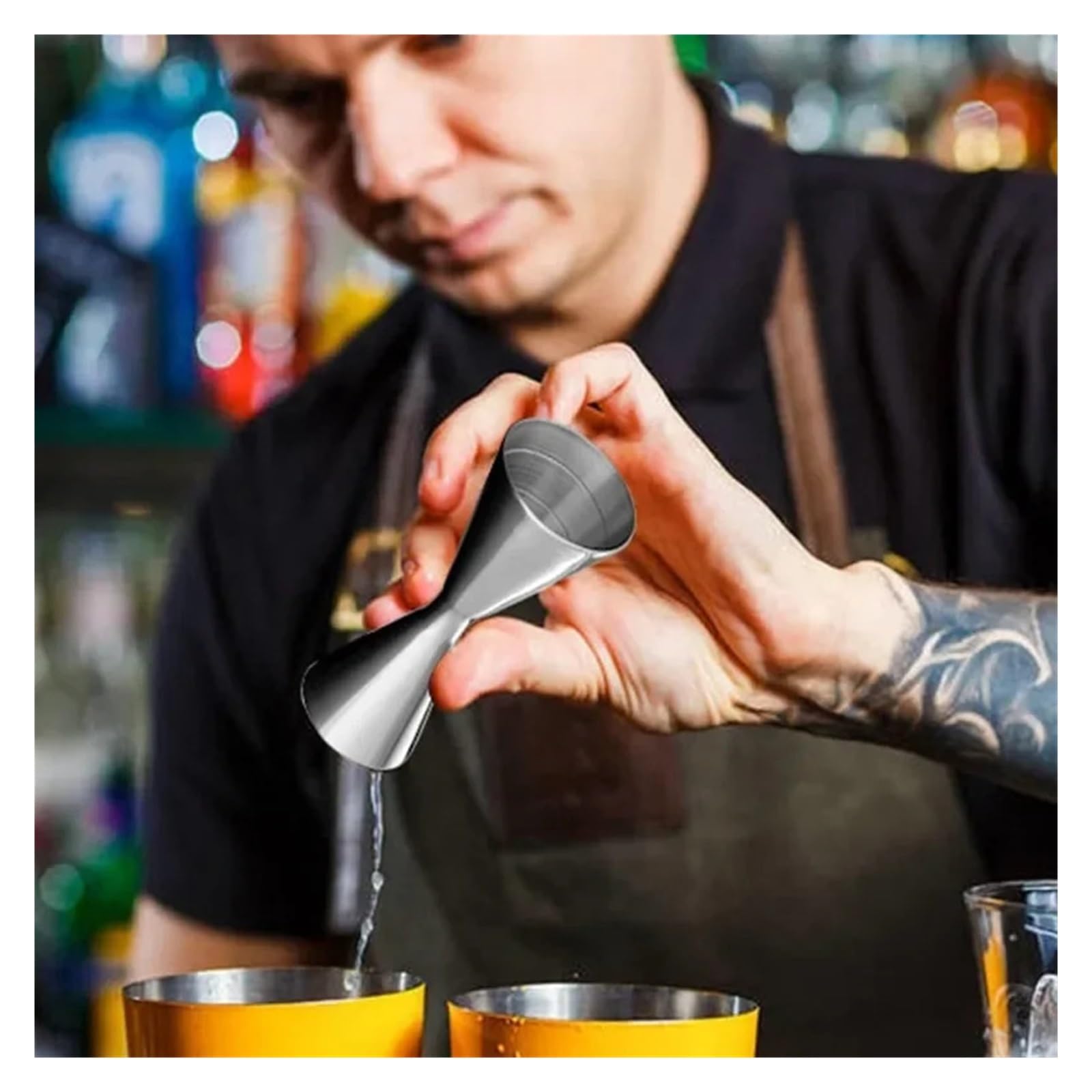Jigger 2 STÜCKE Doppel-Cocktail-Messbecher, Edelstahl, Messbecher, Doppelkopf, Bar, Party, Wein, Cocktail-Shaker for Bar, Zuhause, Barkeeper, Party, Getränk(45 60 ml)