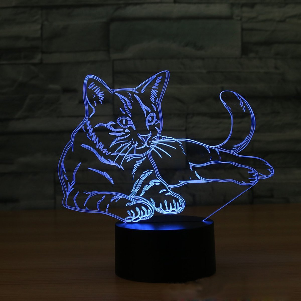 KINGCOO Lampe 3D Illusion Lumières De La Nuit, 3D Optique Visual 7 Couleurs LED Lumière Commutateur Tactile Stéréo Atmosphère Veilleuse Lampe De