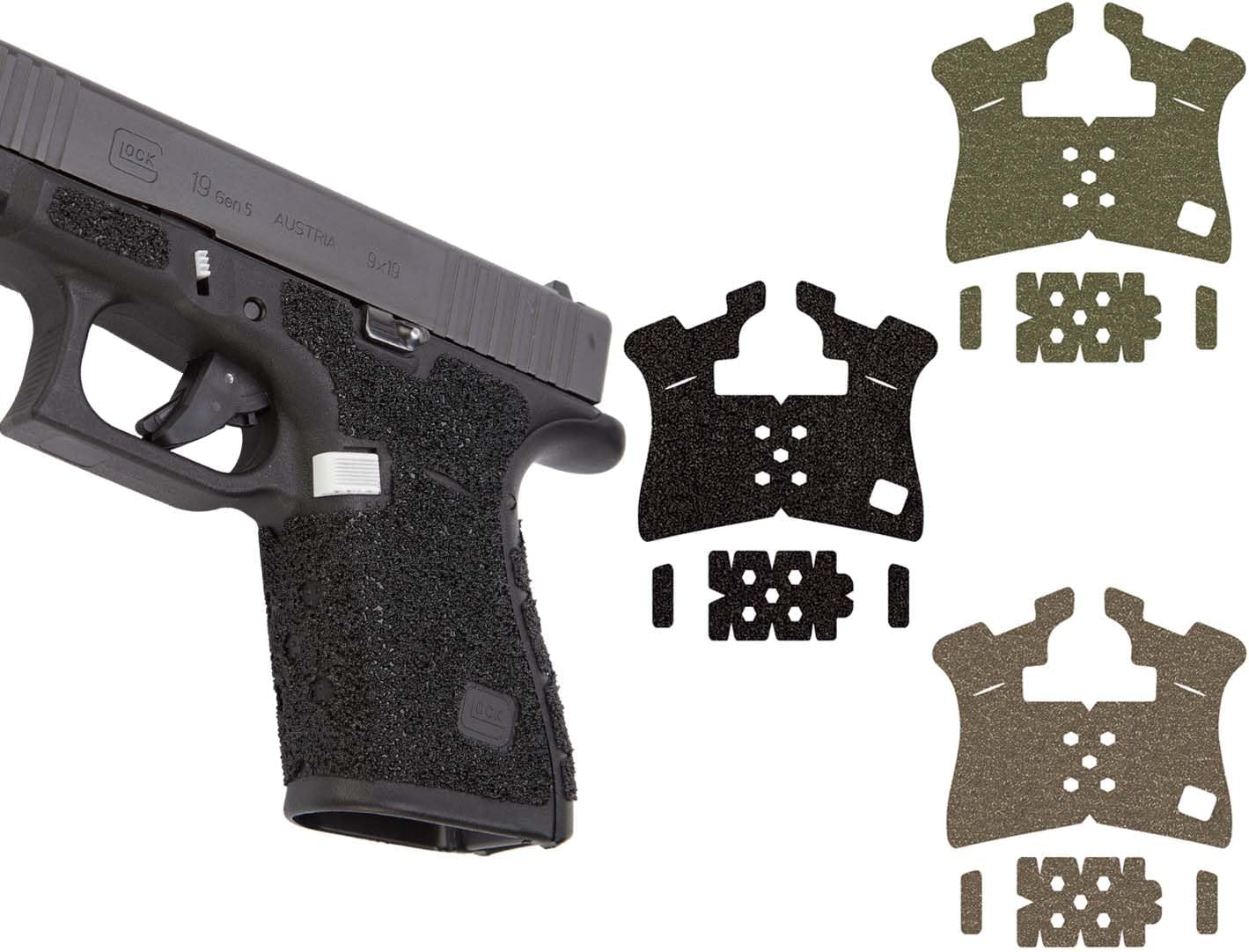 NDZ Performance Pro Decal Grip Tape for Glock 19 23 Gen 5 – Granulate Texture Adhesive Wrap Around Grip Enhancement – Made in USA – Fits Glock G19 G23 Gen 5 Only – Available in Black, FDE, ODG