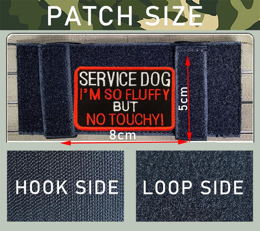 2 PCS Service Dog I'm So Fluffy Patch Embroidered Tactical Applique Hook and Loop Emblem Badge Patch for Working Training Dogs Guide Dog Medium/Large Dogs Harness Vest Clothes - Image 2