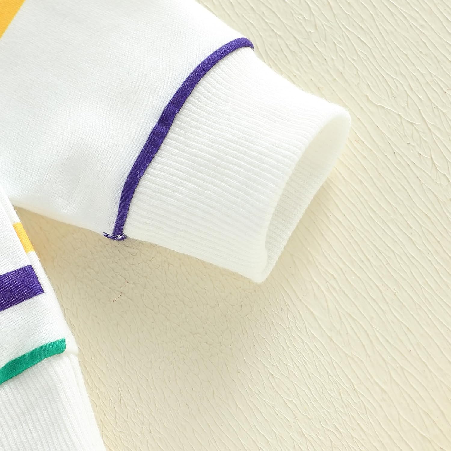 Toddler Baby Boy Mardi Gras Outfit Yellow Purple Green Striped Polo Tops Button Long Sleeve Collar Shirt Clothes - Image 2