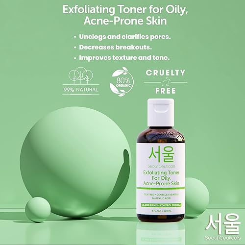 Miniatura 6 de SeoulCeuticals Tónico coreano para pieles grasas propensas al acné, tónico coreano para el cuidado de la piel del árbol del té para la cara, tónico