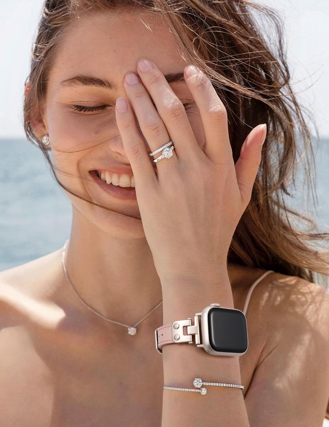 Minyee Slim Leather Band Compatible with Apple Watch Bands 38/40/41/42/44/45/46/49mm Women, Dressy Thin Soft Leather Strap with Tapered Metal Buckle for iWatch Series 11 10 9 8 7 6 5 4 SE/Ultra 3 2 1 - Image 5