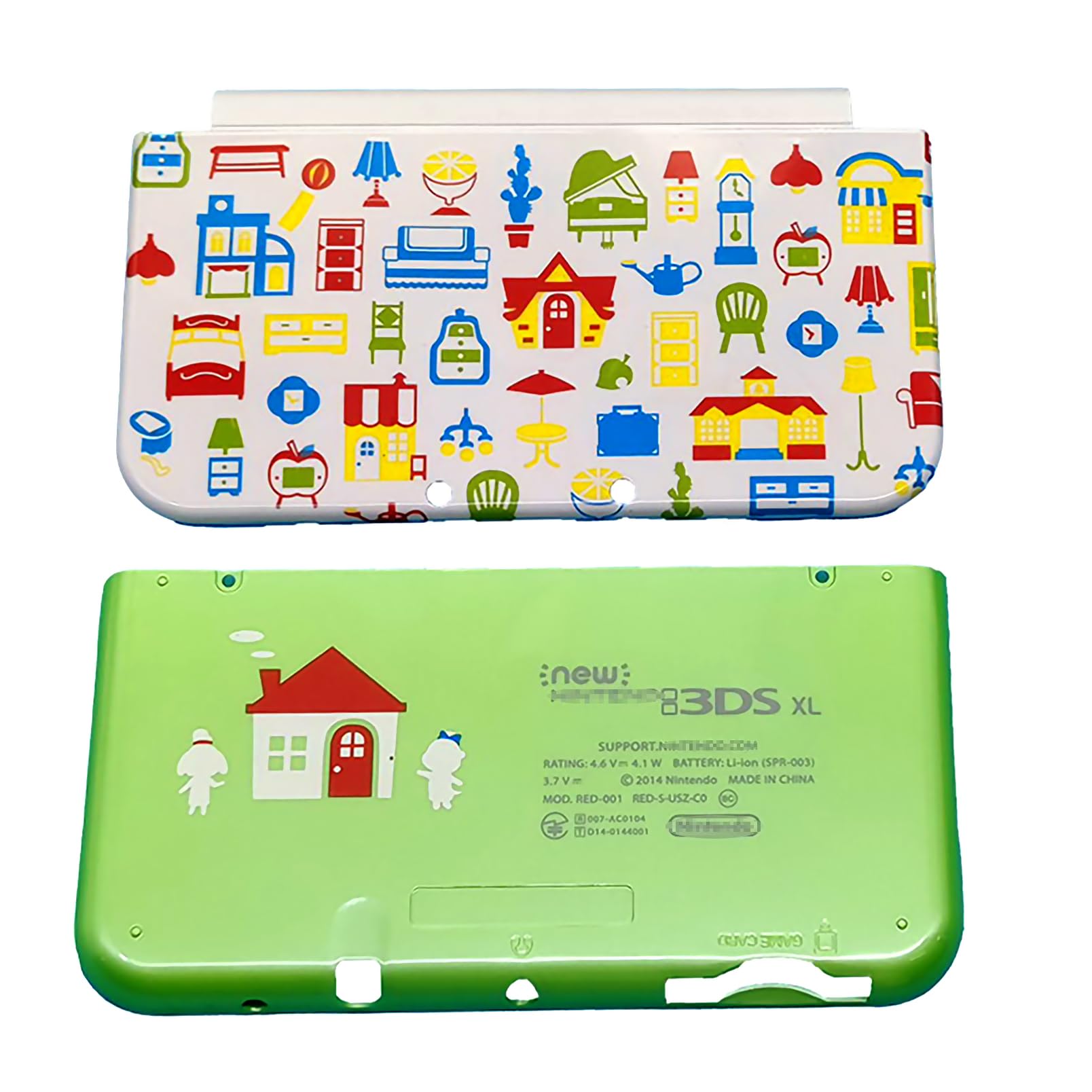 Limited for New 3DSXL Extra Shell Cover Plaques Animal Forest Cross Remplacement, A/E Façade Boitier, Haut/Bas, Vert/Blanc, Plastique