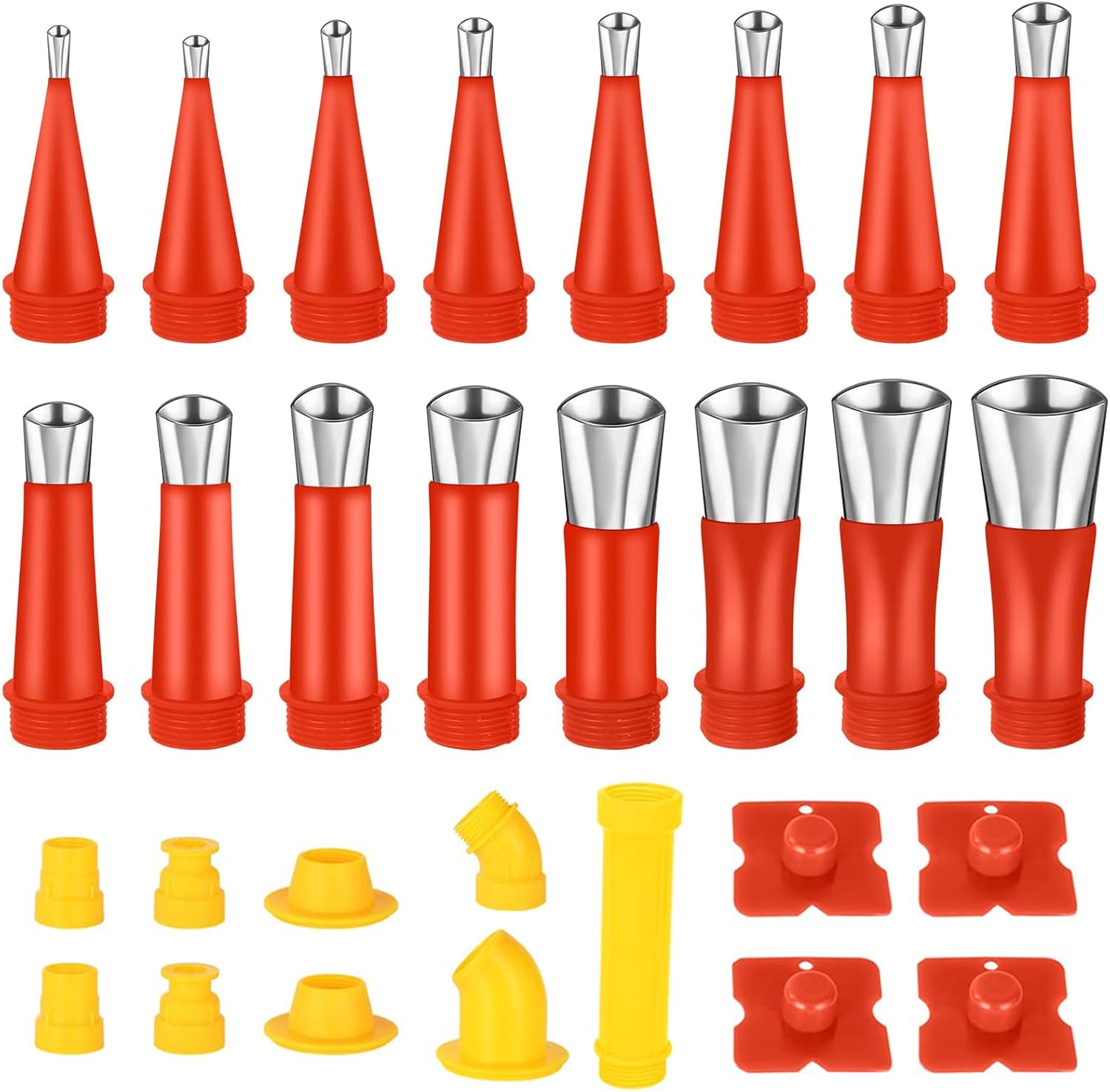29 Pcs Universal Integrated Rubber Nozzle Tool Kit, Reusable Stainless