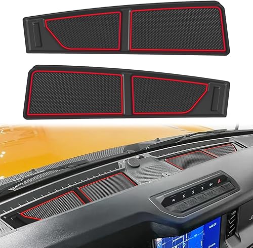 Miniatura 8 de Auovo Bandeja de cubierta de tablero compatible con accesorios Ford Bronco 2021 2022 2023 2024 de silicona antideslizante para compartimentos para