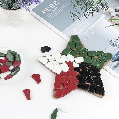 Miniatura 3 de Youway Style Azulejos de mosaico de vidrio blanco para manualidades, piezas de vidrio roto de 7.05 oz para manualidades, azulejos de mosaico de