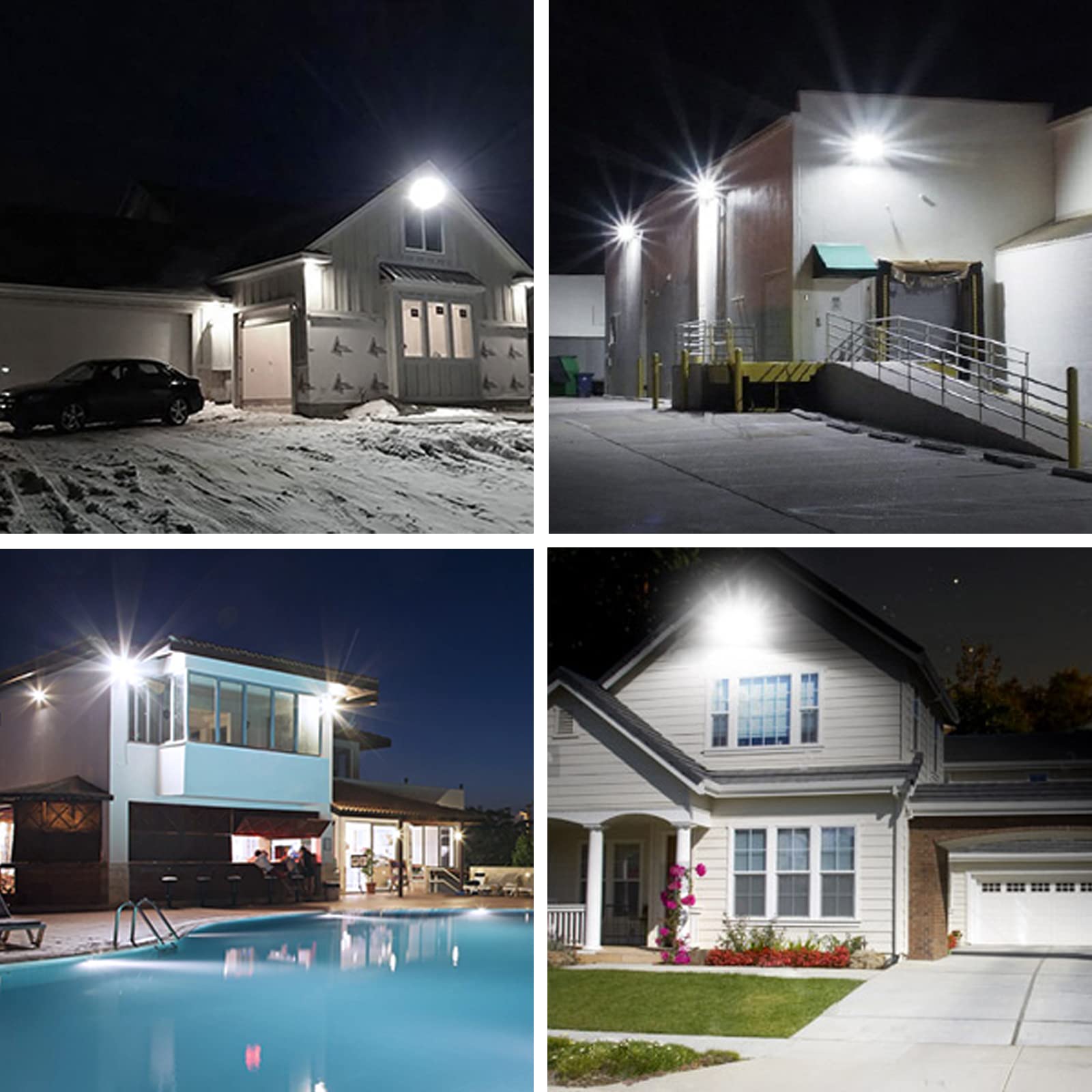 AUXTINGS 4 Stücke 200W LED Strahler Außen, 20000LM 6000K Kaltweiß LED Fluter Außenleuchte, IP66 Wasserdicht Scheinwerfer Licht Wandleuchte für Garten Garage Sportplatz Hinterhof