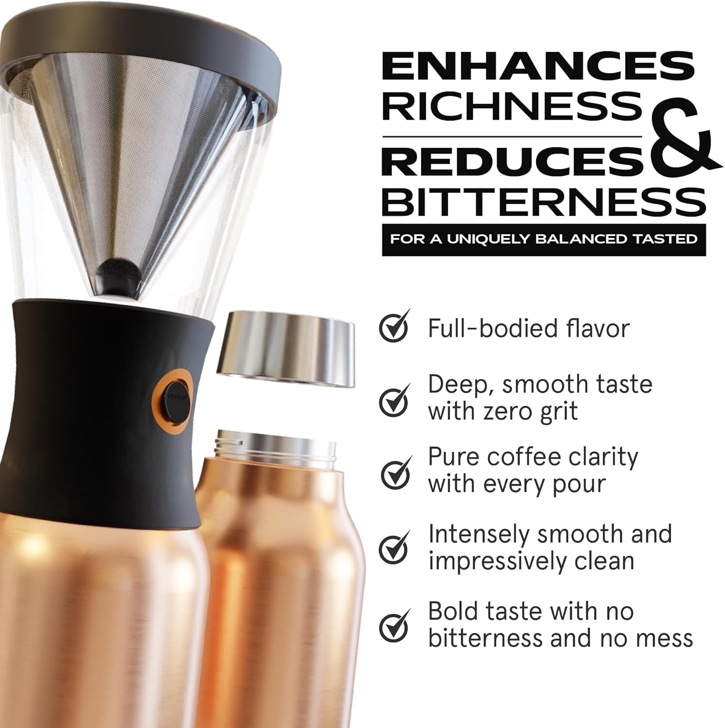 asobu Cold Brew Coffee Maker, Award-Winning 40oz Insulated Cold Brew Brewer with Portable Stainless Steel Carafe – No.1 Europe Coffee Fest Winner, Leakproof, BPA-Free, Keeps Cold 24H