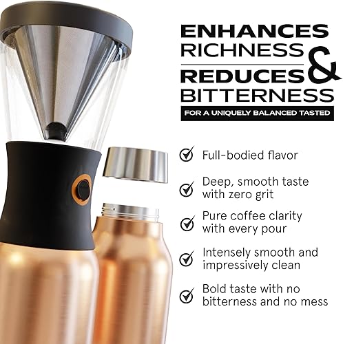 Miniatura 6 de asobu Cafetera de preparación fría, galardonada cafetera aislada de 40 onzas con jarra portátil de acero inoxidable Ganadora número 1 del festival
