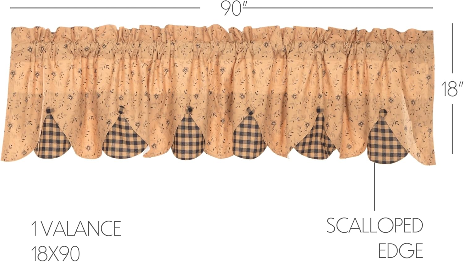 VHC Brands Maisie Valance 18x90 Country Curtain, Tan