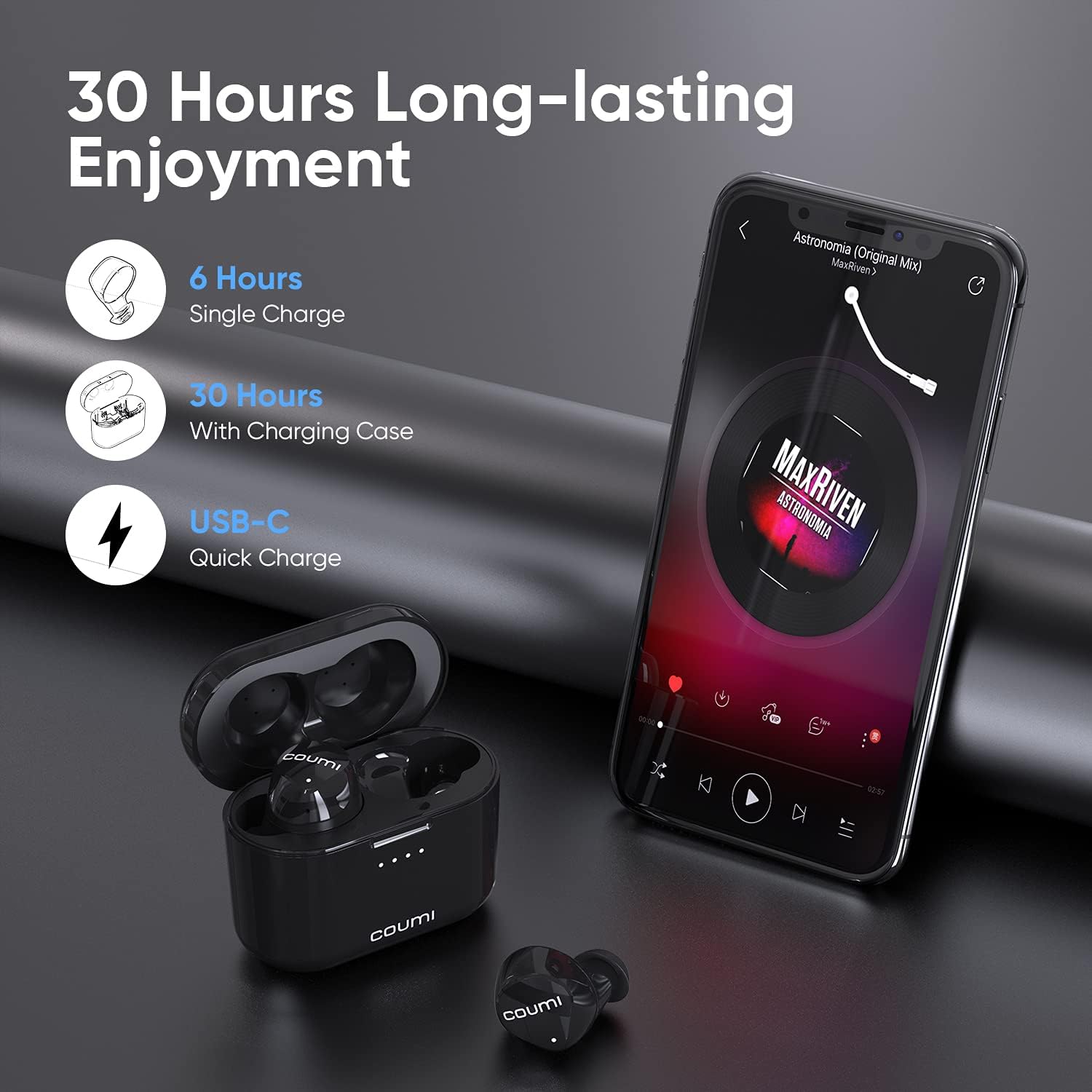 Flash Deals - 80% OFF COUMI Wireless Earbuds EQ Setting Bluetooth 5.0 Headphones with Mic Deep Bass in-Ear Earphones IPX7 Waterproof 30H Playtime with USB C Charging for PC iOS Android, Touch Control Headset for Sports Best Deal 🛒 COUMI Wireless Earbuds EQ Setting Bluetooth 5.0 Headphones with Mic Deep Bass in-Ear Earphones IPX7 Waterproof 30H Playtime with USB C Charging for PC iOS Android, Touch Control Headset for Sports