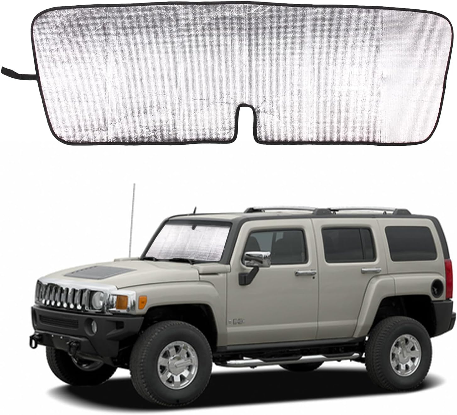 Windshield Sunshade for Hummer H3 2005-2009 Accessories Front Window Sun Shade Foldable Reflective Sun Visor Custom Sunscreen UV Blocker Privacy Protector HeatShield Keep Your Car Cooler (Silver)