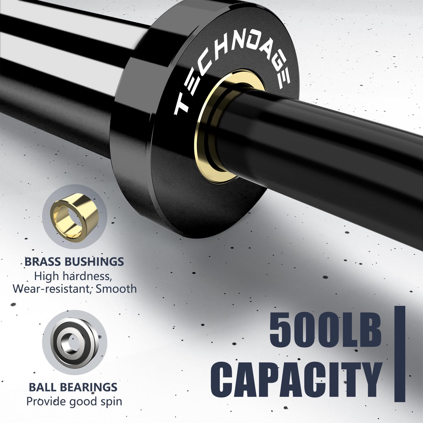 TECHNOAGE EZ Curl Bar 119,4 cm Olympic Curl Bar 226,8 kg Capacità di carico per piastre bilanciere 5,1 cm, bilanciere cromato nero massiccio con boccola in rame e collegamento del cuscinetto