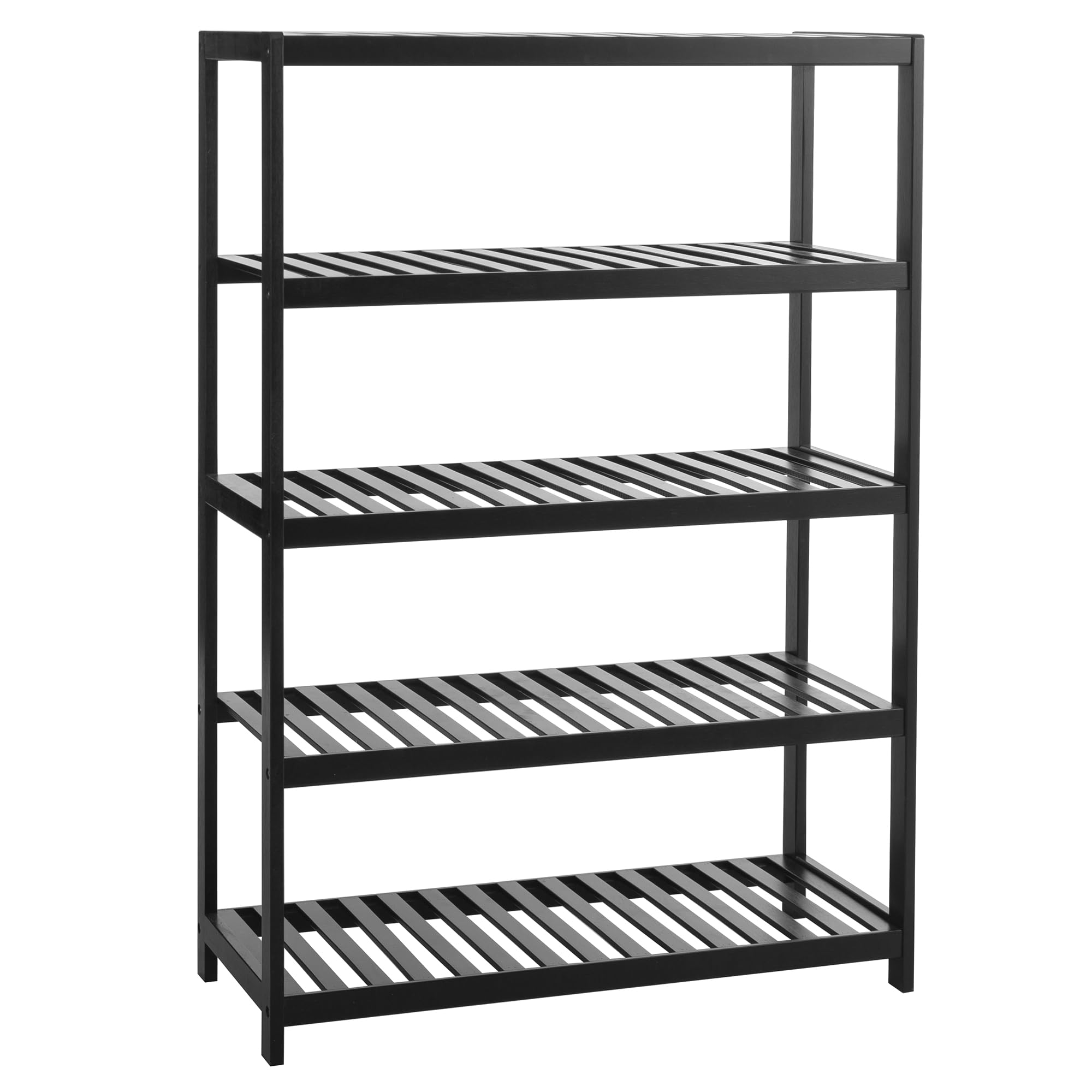 Vencier Bamboo Shoe Rack Natural โ Easy Assembly & Strong Design Stand Shelf Organizer Ideal for Corridor, Bedroom, Bathroom, Hallway & Small Spaces, Large Capacity (Black, 5 Tier) โ image 1
