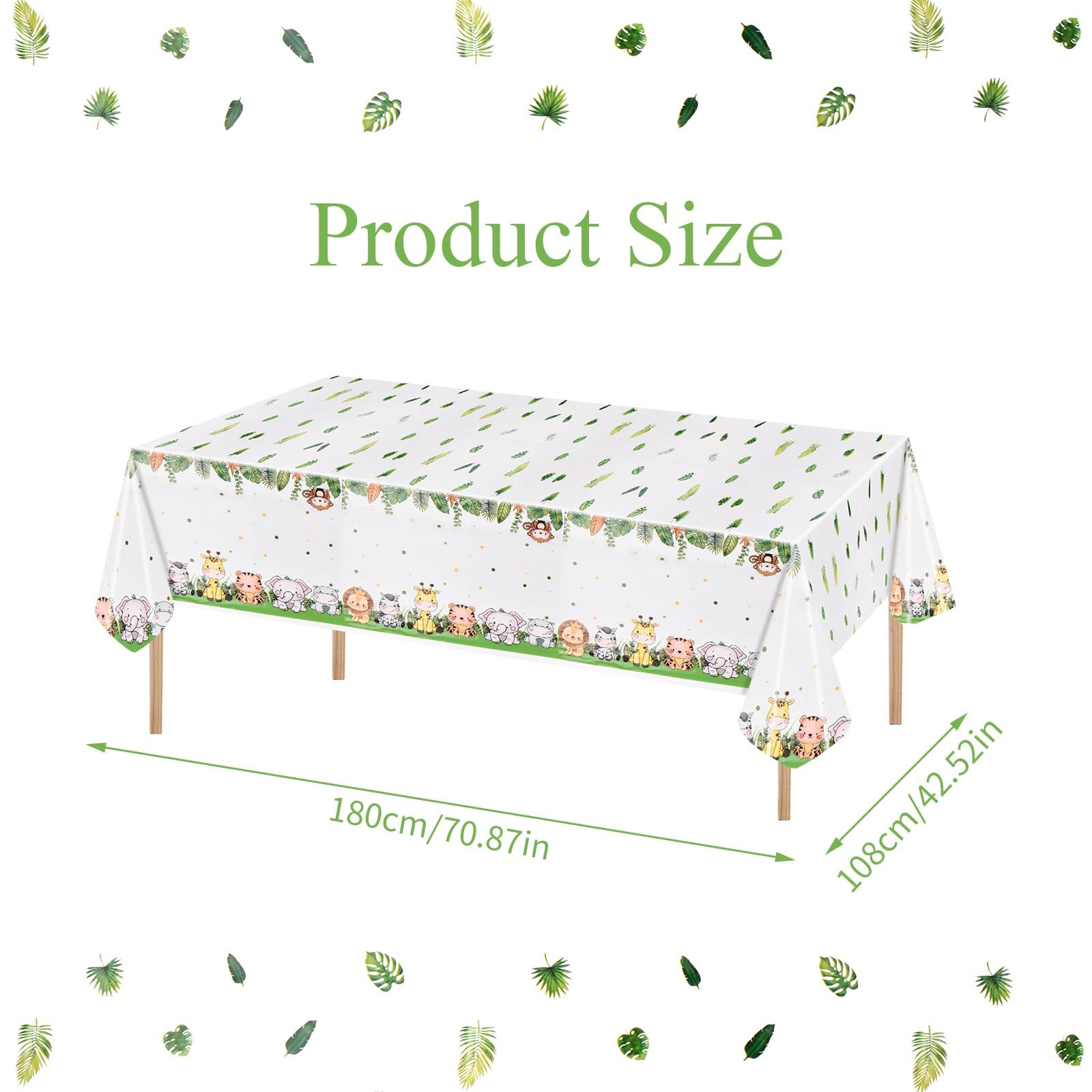Lot De 2 Nappes Anniversaire Jungle Safari Heboland – 274x137 Cm Imperméable Jetable Pour Fête Enfants