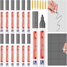 Sinofort Fugenstift Dunkelgrau,12Stück Fugendunkelgrau Stift für Fliesen im,Fugenmörtel Restaurierung Stift mit Ersatzspitze,Fugenstift Dunkelgrau bad Wasserfest,Reparaturstift für Fliesen