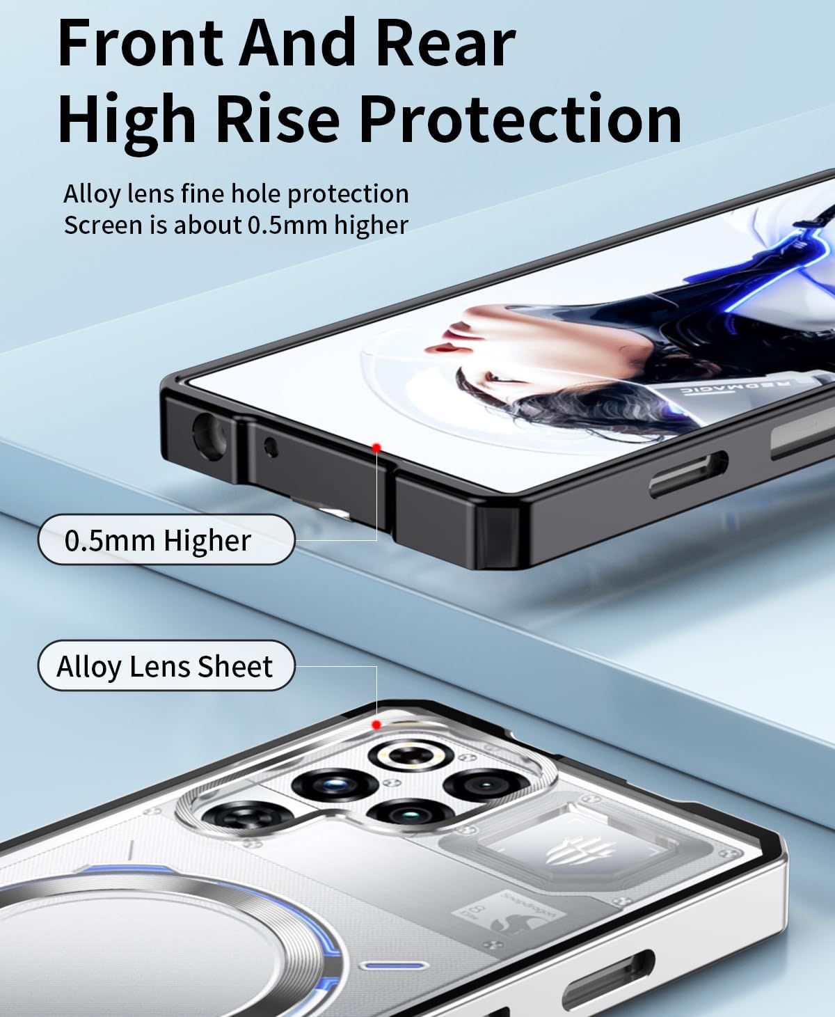 QUIETIP Magnetic Case for RedMagic 11 Pro with Screen Protector,[Compatible with MagSafe] Metal Frame + Translucent Matte Drop Protection Cover,Black