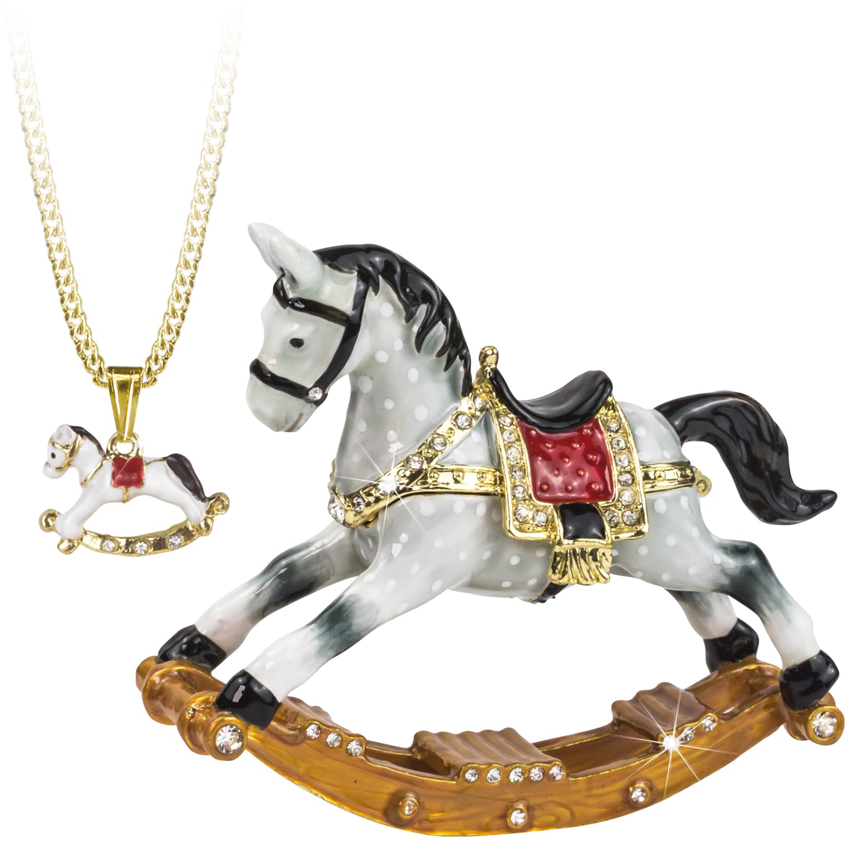 Secrets From Hidden Treasures Gold 1111 Rocking Horse Trinket Box