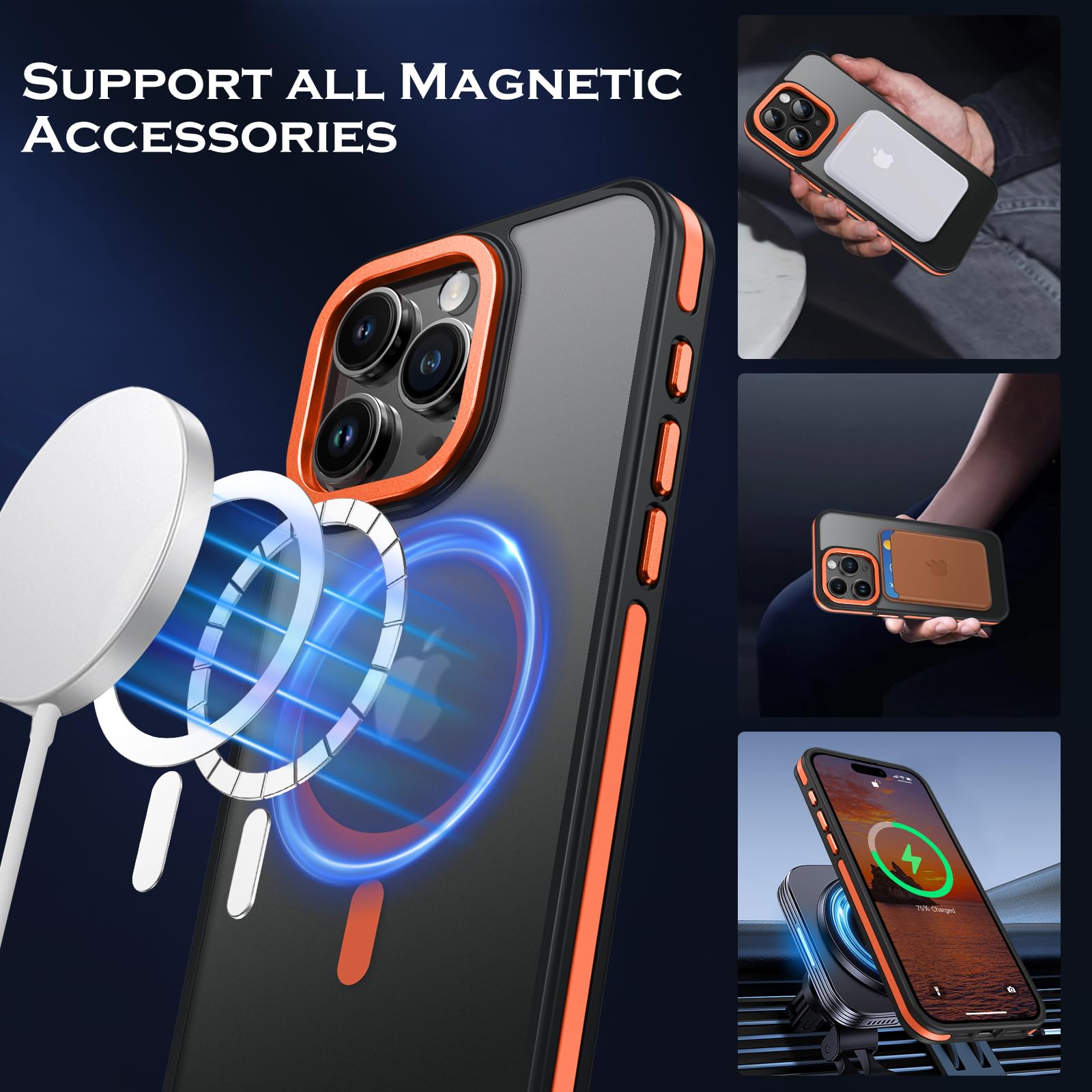 DOMAVER Custodia con glitter per iPhone 15 Pro Max, compatibile con