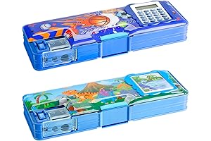 Henoyso Metal Pencil Box for Boys and Girls with Calculator, Sharpener and Ruler