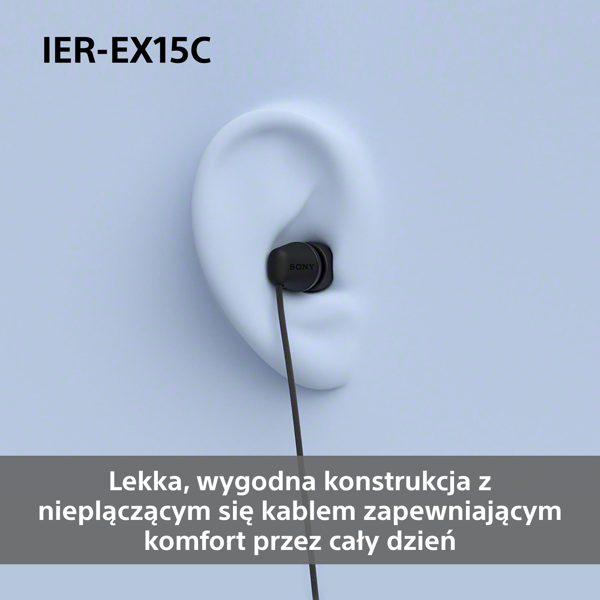 Przewodowe słuchawki douszne Sony IER-EX15C USB-C z mikrofonem - słuchawki douszne do Android, iPhone, laptopa i komputera - nieplączący się kabel, czysty dźwięk - do podróży i na co dzień - niebieski