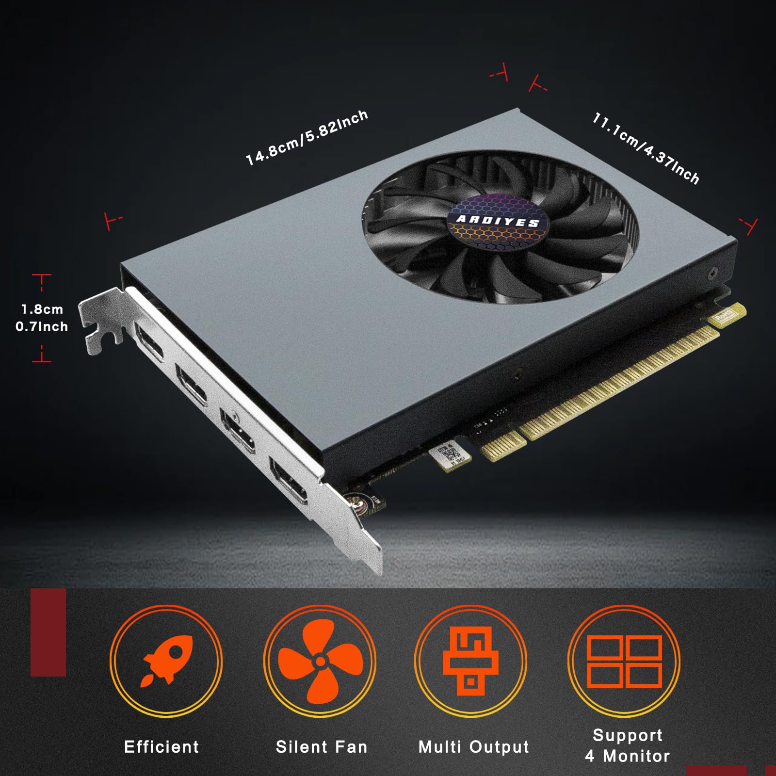 GT 730 4GB GDDR3 GPU 4X HDMI Scheda Grafica, 4 Display Indipendente Configurazione Multi-Monitor, 64-bit DDR3 Scheda Video per Computer PC ITX Single Slot PCI Express