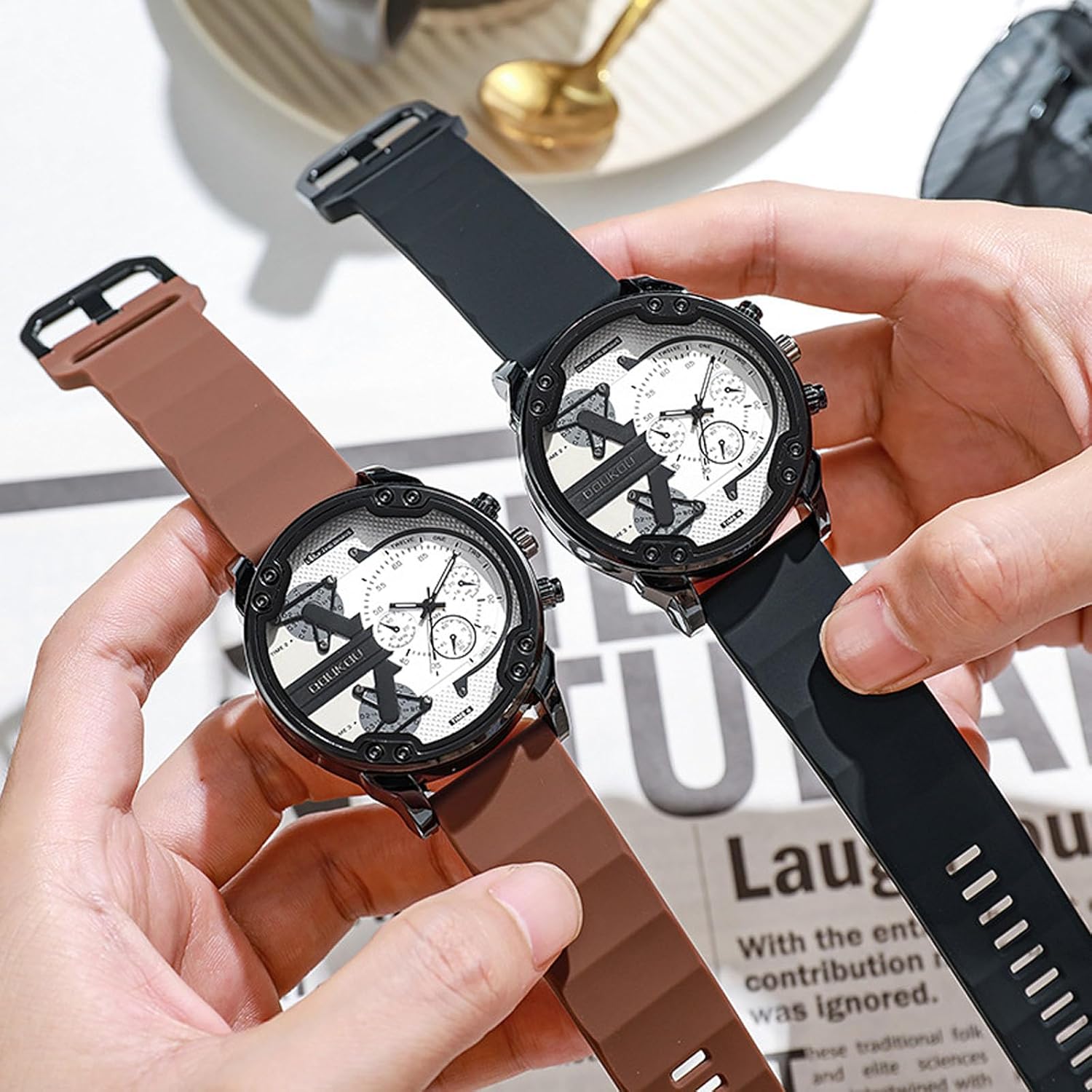5 Pack Stylish Men's Watches Casual Business Sport Military Waterproof Rubber Silicone Band Quartz Analog Assorts Wrist Watches for Men Students Wholesales Set