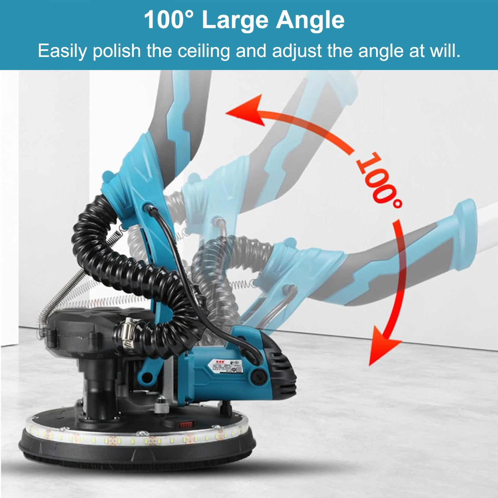 Lijadora de Pared de Mango Largo, lijadora de Techo automática telescópica al vacío, lijadora de Pared con extracción de Polvo,with Sandpaper