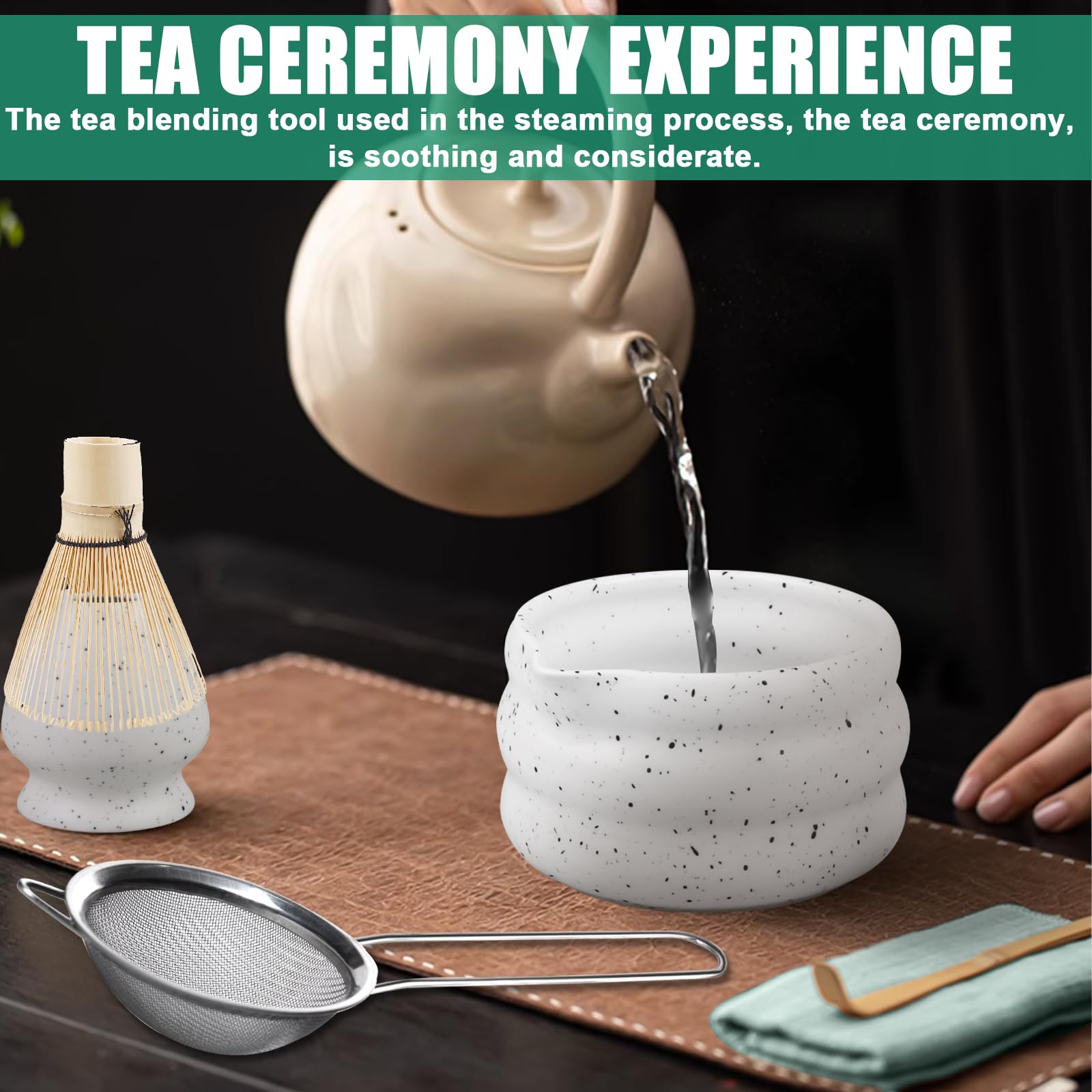 Servizio Matcha Premium 7 pezzi: servizio da tè matcha giapponese completo con ciotola per matcha in ceramica, chasen Servizio tradizionale per la preparazione del matcha giapponese (viola)
