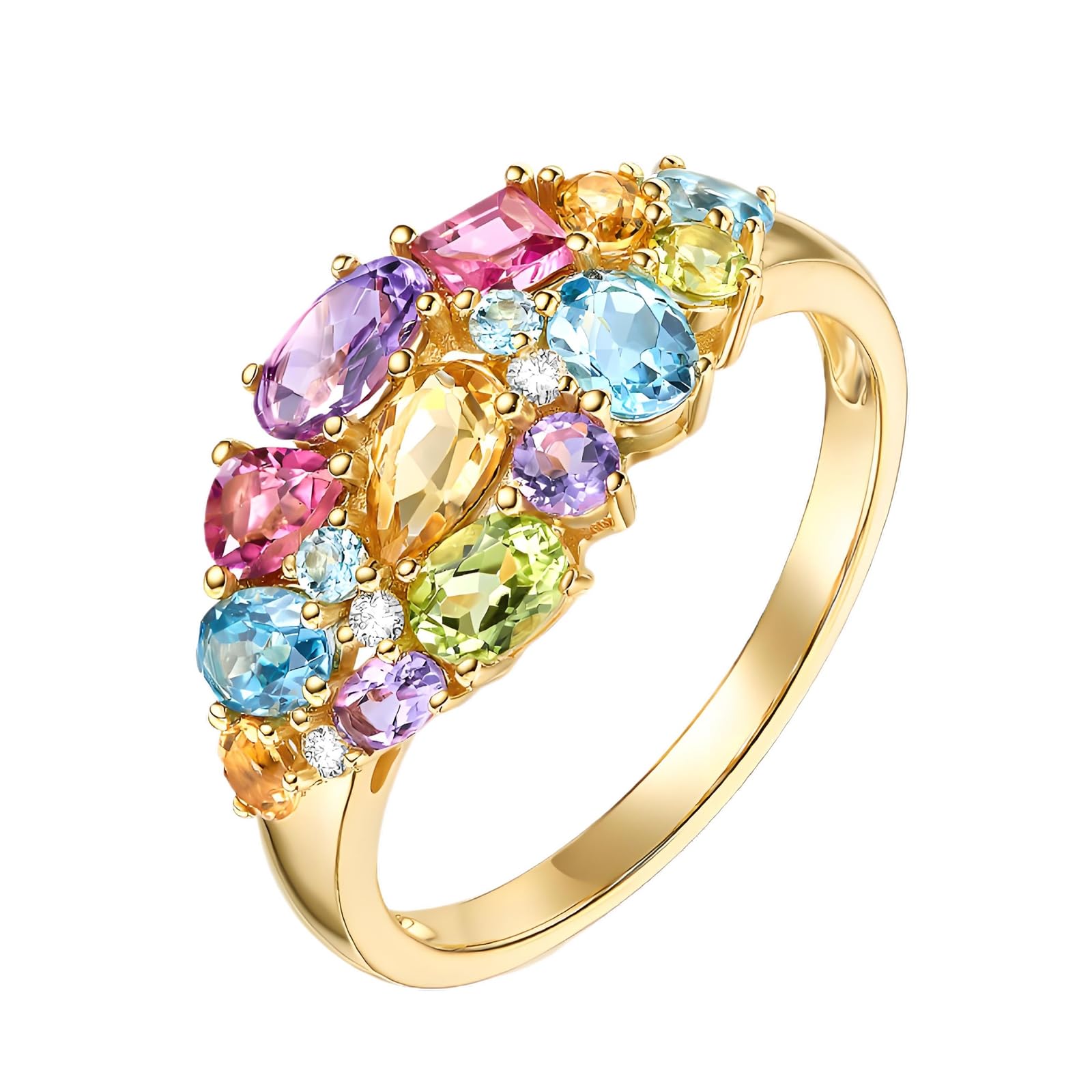 Obrączki ślubne, żółte złoto, pierścionek zaręczynowy, prawdziwe złoto, ametyst 1,6 ct, elegancki pierścionek ślubny dla kobiet