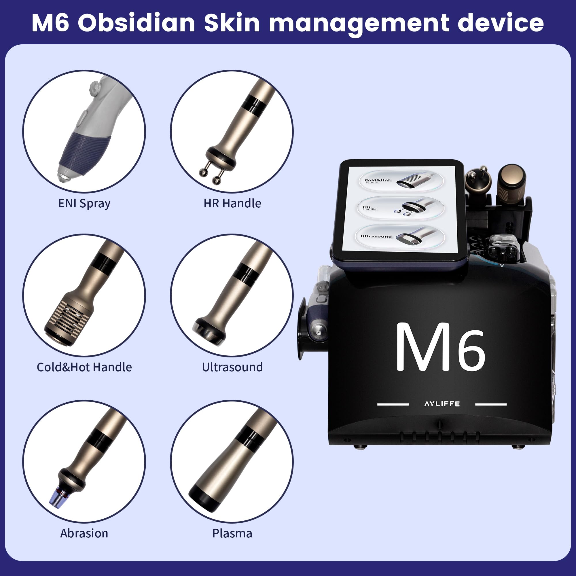 Máquina Facial 6 en 1 con Pantalla Táctil y 6 Cabezales
