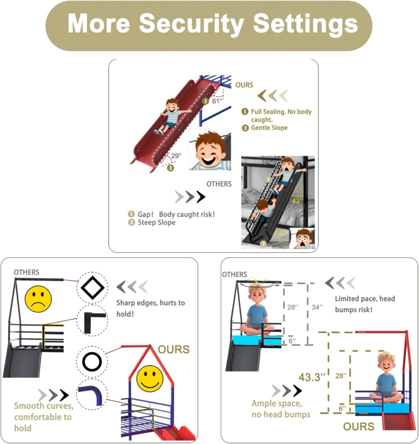 Metal Twin Size Low Loft Bed with Slide and Guardrail, House Bunk Bed with Roof and Curtain Set Built-in Pennant Banner Flag and Star Stickers, for Kids Boys Girls, Blue