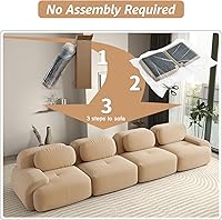 Vista 9 de Sofás modernos sin hueso de 152 pulgadas para sala de estar, sofá modular de pana, sofá modular camel, sofás de 4 plazas para sala de estar, sofás