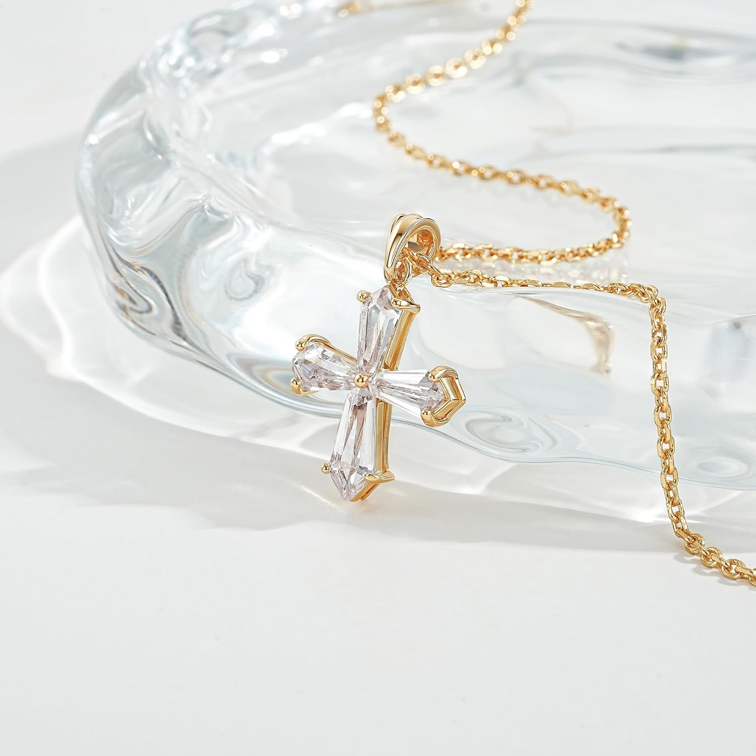 Fettero Christmas Necklace for Women Trendy 14K Gold Plated Dainty Diamond Necklace Charm CZ Clover Star Pendant Necklaces Simple Jewelry Gold Necklace for Women - Image 4