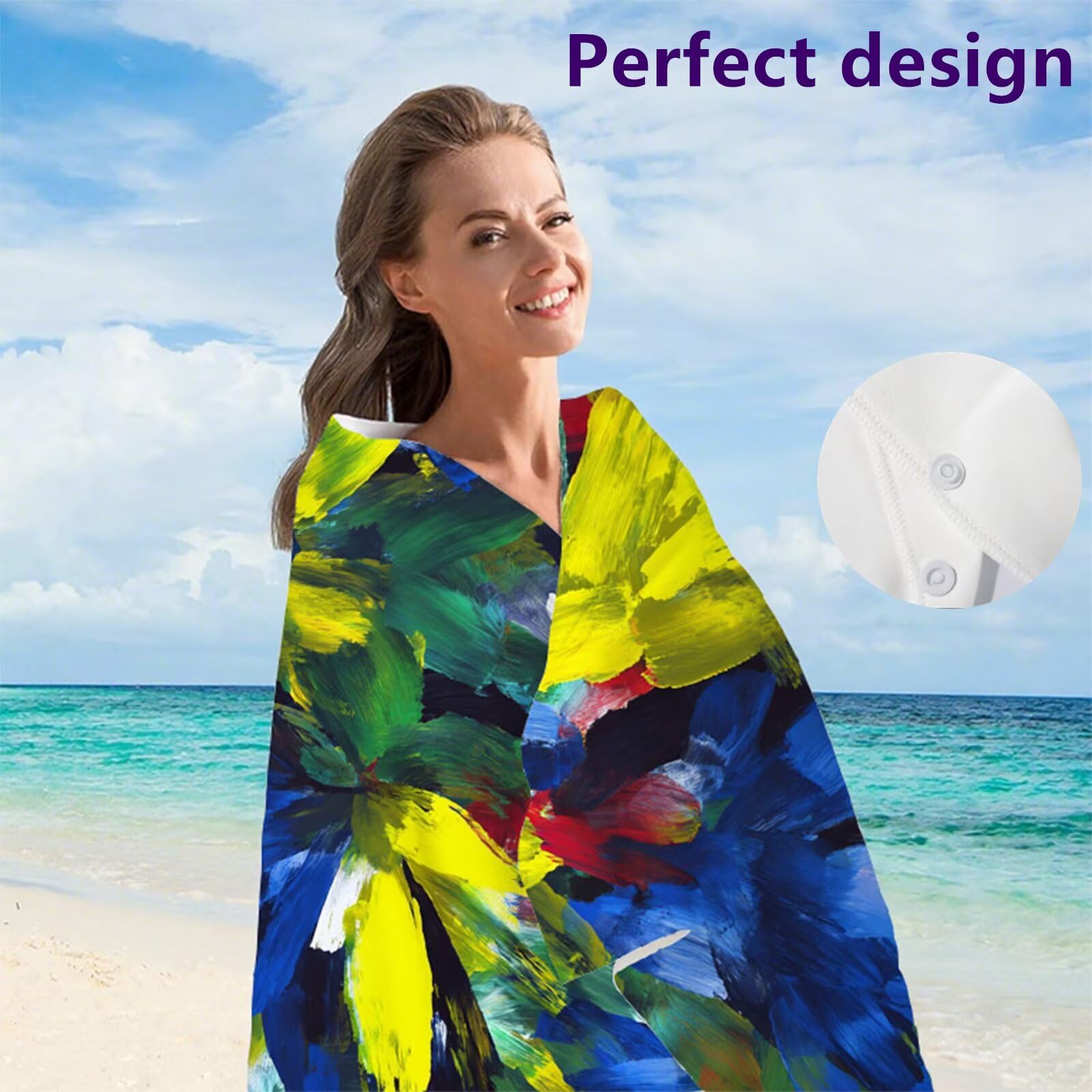 Telo Mare Grande 80x160 cm, Telo Mare Microfibra, 2 Set Asciugamano palestra Con Elastici, Stuoia Spiaggia Compatta, Leggero, Antisabbia, Asciugatura Rapida, per Spiaggia, Viaggi (Fiori Coloré) G1-565