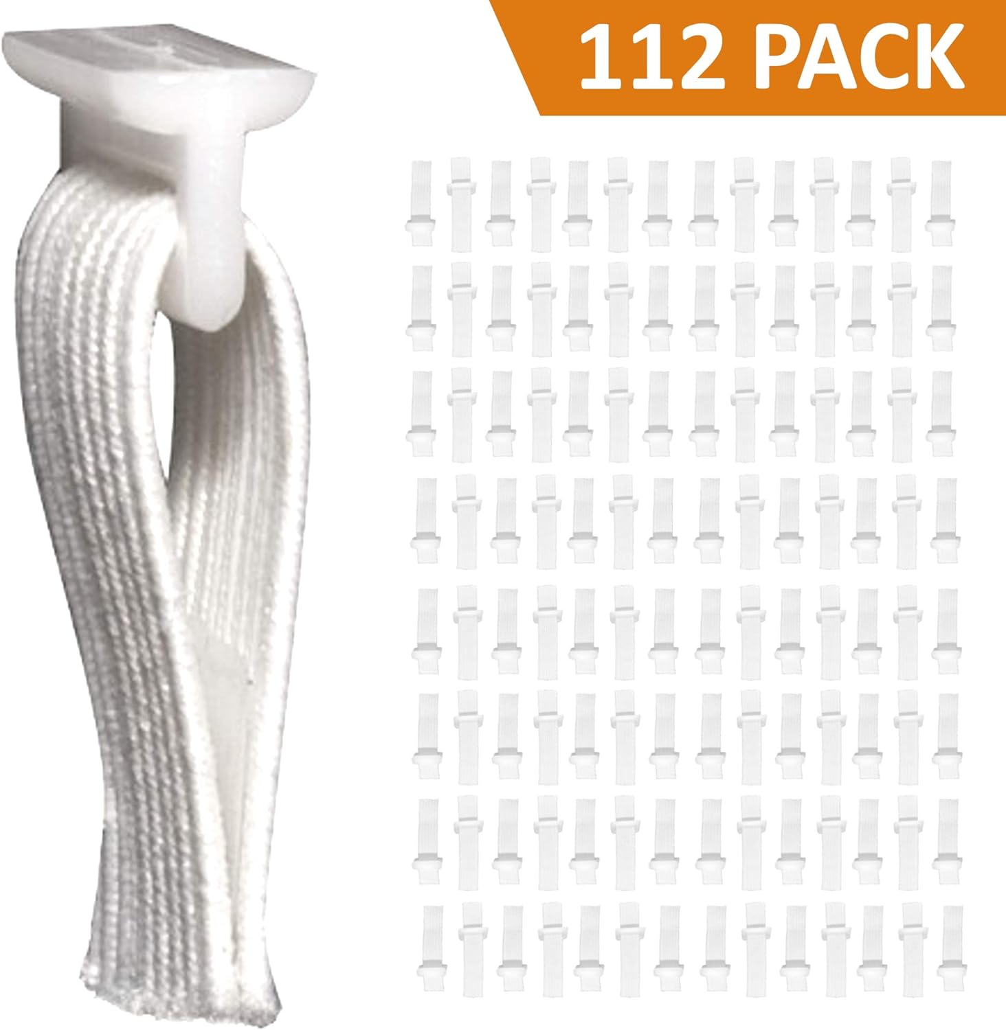 DMSE Wholesale Elastic Curtain Slide Carriers Glides Sliders Slide, and Rollers (112 Pack)