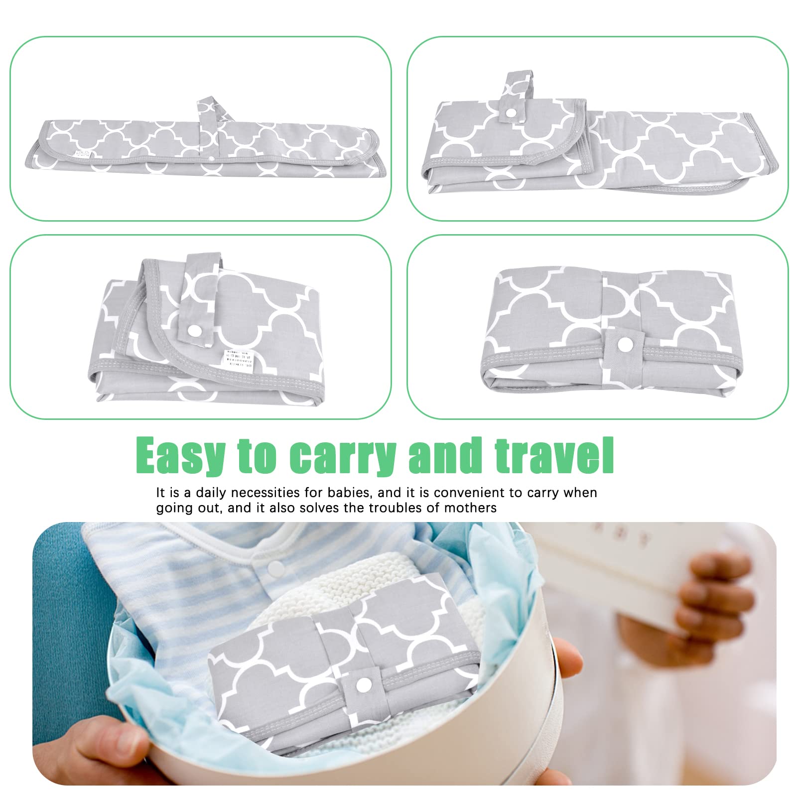 Matelas à Langer Pliable Imperméable - Portable, Lavable, Avec Autocollants Magiques - Taille 31x21 Cm - 5
