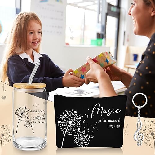Miniatura 6 de Sieral Regalos para amantes de la música para mujeres, regalos de Navidad para profesores, taza de cristal, bolsa musical con cremallera, llavero