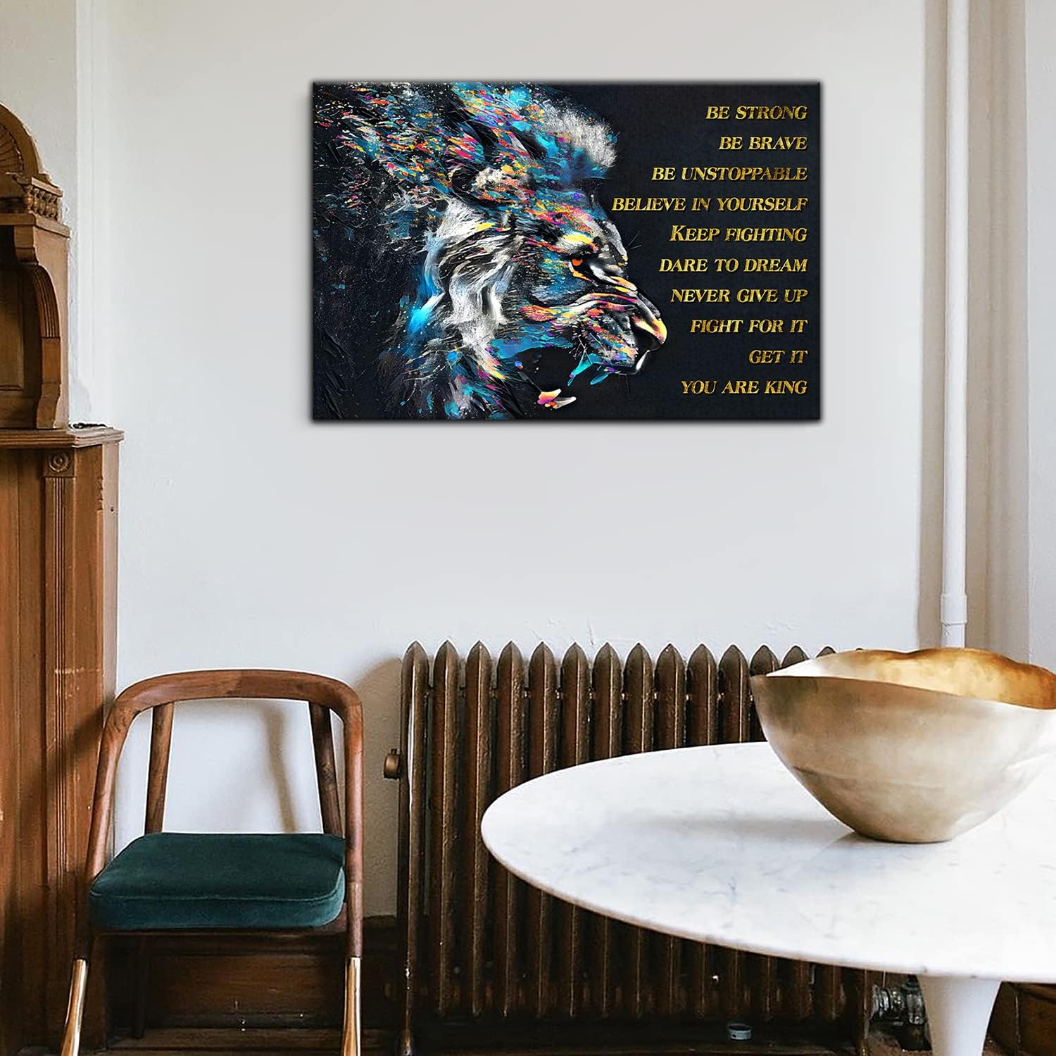 لوحة فنية جدارية قماشية مؤطرة بطبعة اقتباسات ملهمة واسد لديكور... - view 6