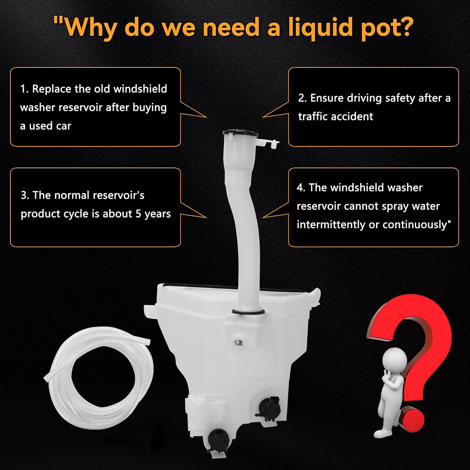 Windshield Washer Reservoir for Toyota 4Runner 2010-2021 with Cap/Washer Pump/Filler Neck and Hose, TO1288202