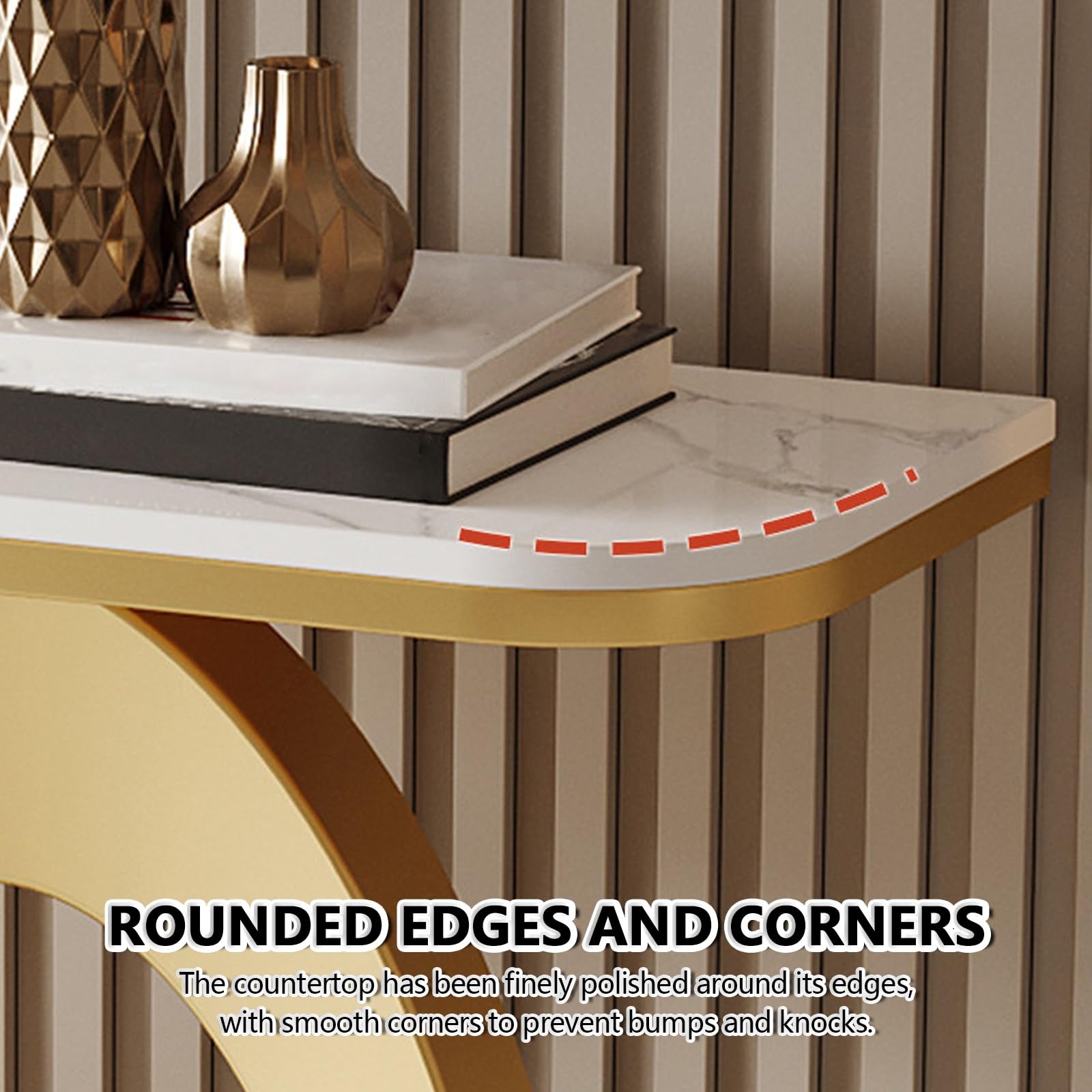 Moderno consolle ingresso, Pietra sinterizzata consolle dietro divano, Corridoio Decorativo tavolo ingresso, Soggiorno tavolo consolle, Supporto in acciaio al carbonio.(Off-white+White,60*30*75cm)