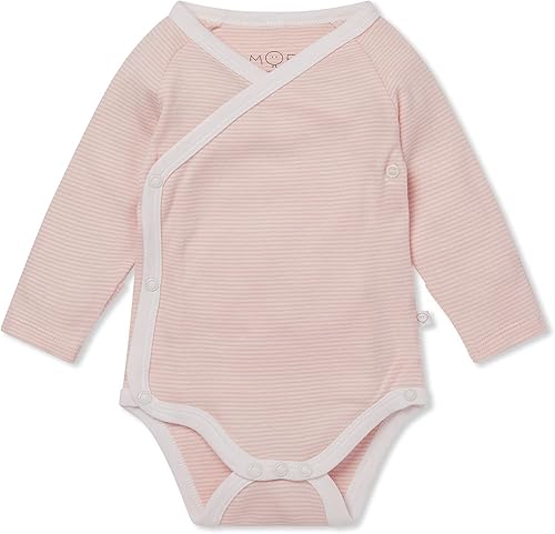 Miniatura 1 de MORI Body tipo kimono de algodón orgánico y bambú para bebés para niños y niñas, mameluco de manga larga estilo envoltura con botones sin níquel