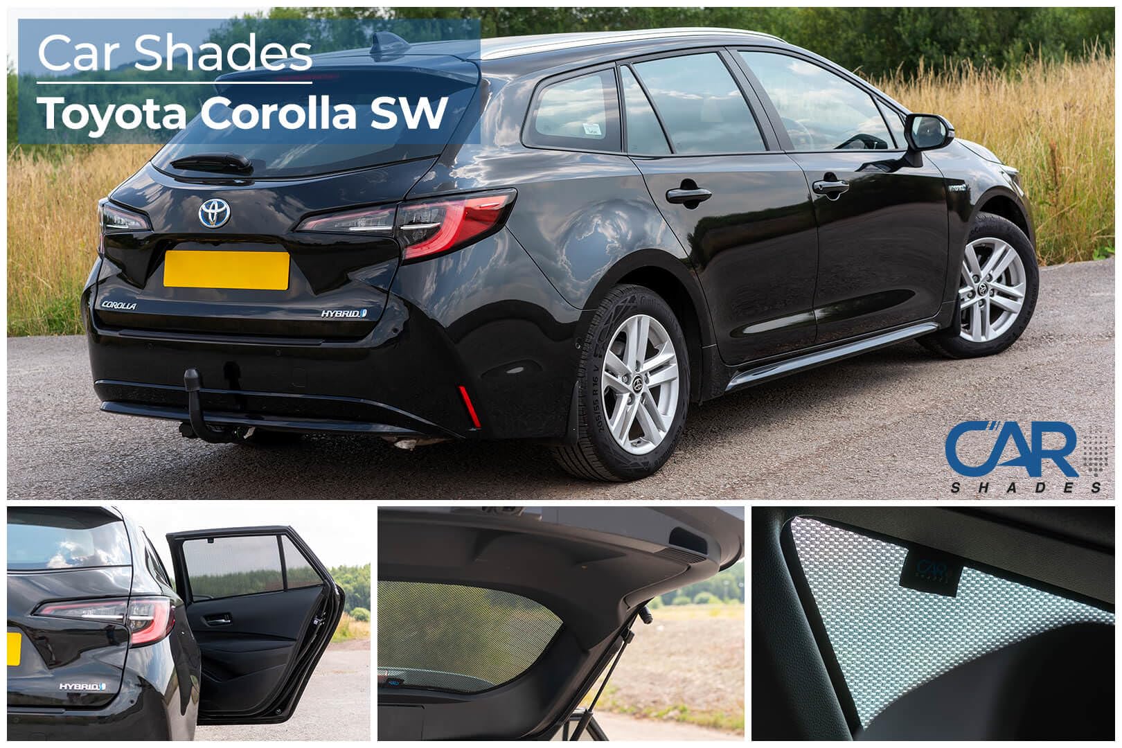 CAR SHADES Set de Compatible avec Toyota Corolla (E21) Touring Sports 2019- (6-pièces), Noir