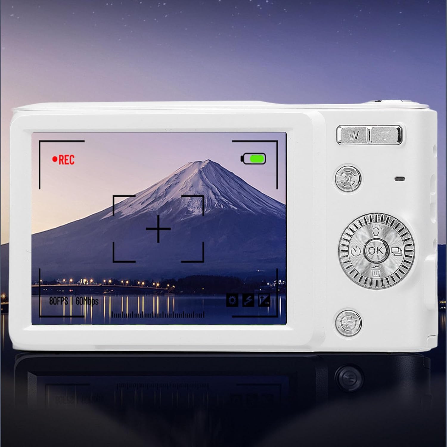 Sanpyl Digital Camera, 4K 50MP Cameras for Photography and Video, 16X Zoom 2.8in LCD Screen Vlog Camera, Portable Camera for Students, Beginners (White)