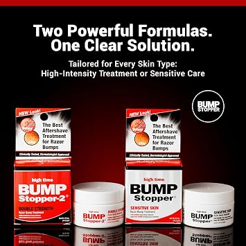High Time Bump Stopper 2 | Ingrown Hair Treatment After Shave Cream | Razor Bump Treatment | Double Strength Formula | Post Shave Care | 0.5 oz