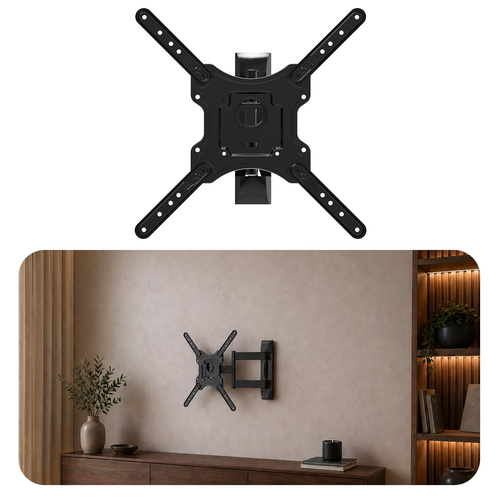 3mk Xplore 35 - Soporte de pared para televisores de 32"-70", brazo articulado, soporta hasta 35 kg, VESA 100 x 100 hasta 400 x 400, pantalla curva y plana, distancia a la pared de 50-400 mm