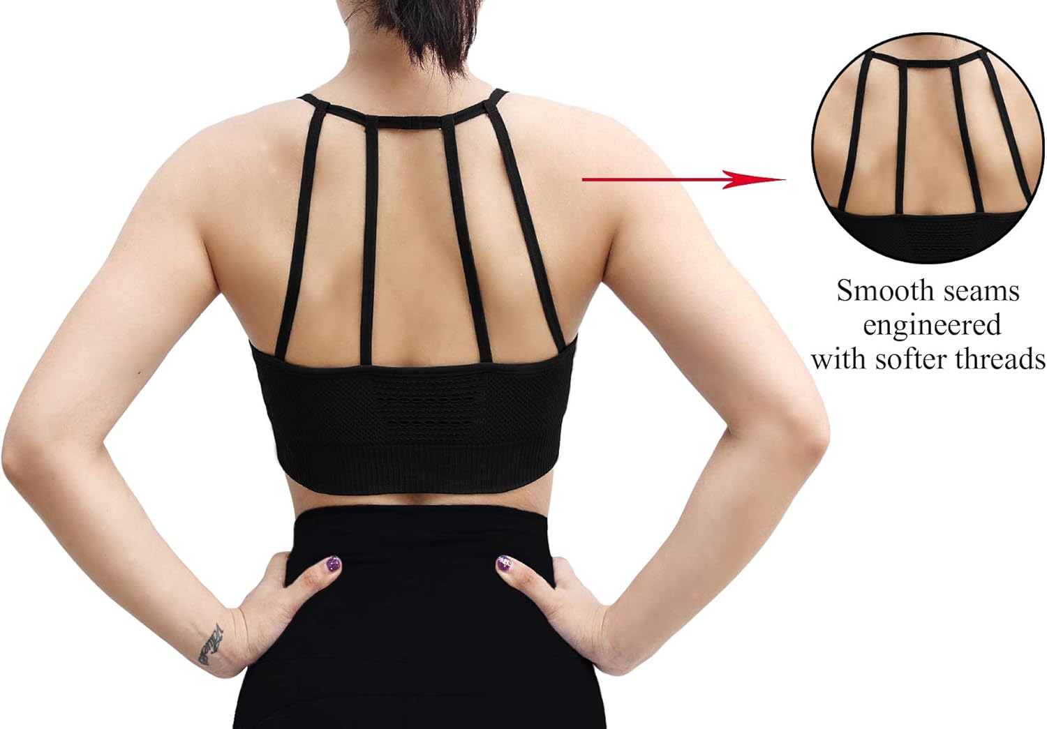 ABE Women's Seamless Strappy Padded Sports Bra - Bras for Workout, Yoga, Gym, and Fitness