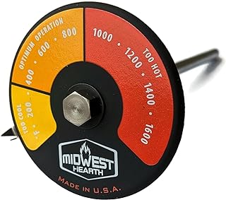 Midwest Hearth Probe Thermometer for Wood Stove with Double Wall Flue Pipe (Made in USA)